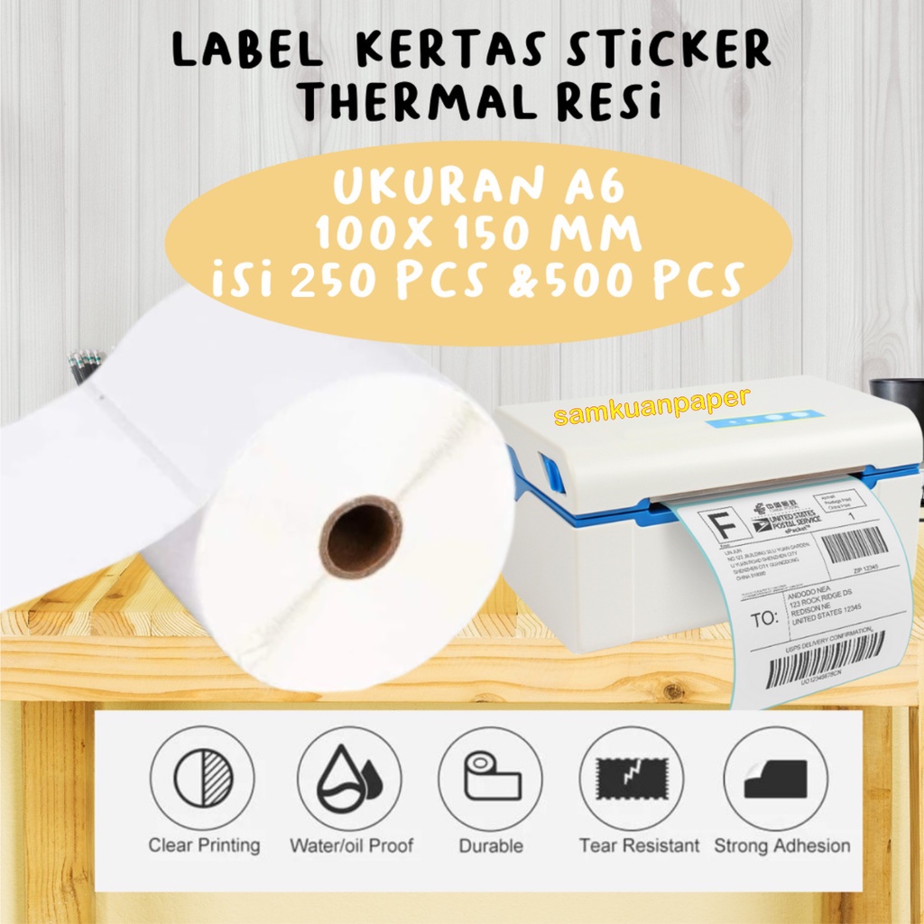 

KERTAS LABEL THERMAL STICKER BARCODE ROLL UKURAN A6 100X150 MM ISI 500PCS 100X150MM ISI 500 PCS