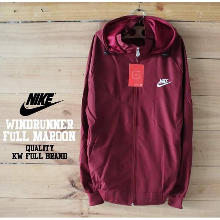 Jaket Parasut Olahraga Lari Joging Windruning Stabilo Jaket Pria Wanita-Maroon