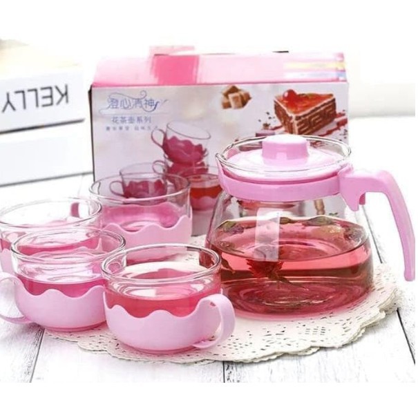 Teapot set 5 in 1 / Teko Tea Coffee Set Pitcher + Gelas