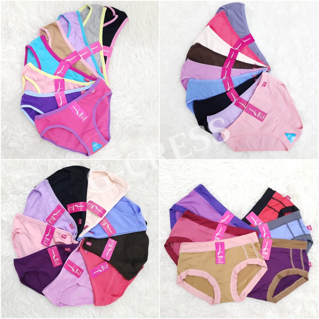 Celana Dalam Wanita Lydyly Remaja Dewasa Sepinggul Katun & Nilon Polos Karet Besar & Kecil CD Wanita