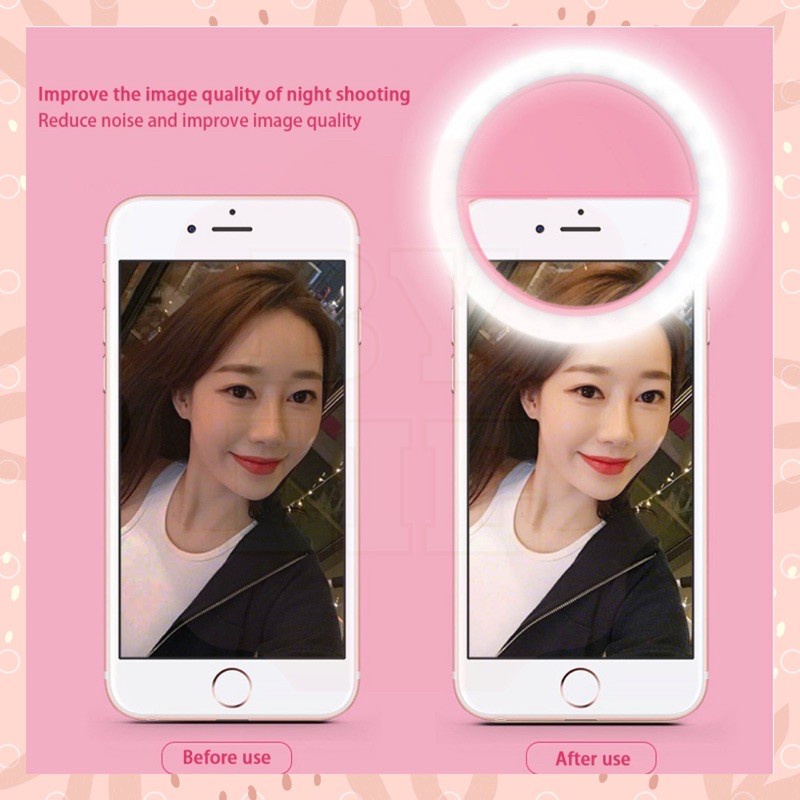 Ring Light LED Mini lampu Selfie Bulat Untuk Kamera Power 3 WATT 250mAh