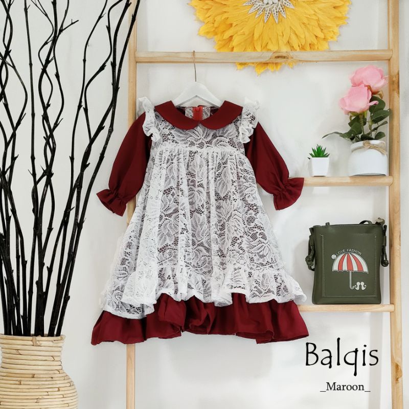 GAMIS ANAK & DEWASA / GAMIS BALQIS / GAMIS COUPLE MOMS KIDS WARNA MAROON