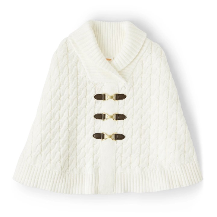 Jaket Bayi Rajut model Ponco | Cape Putih 18-24m