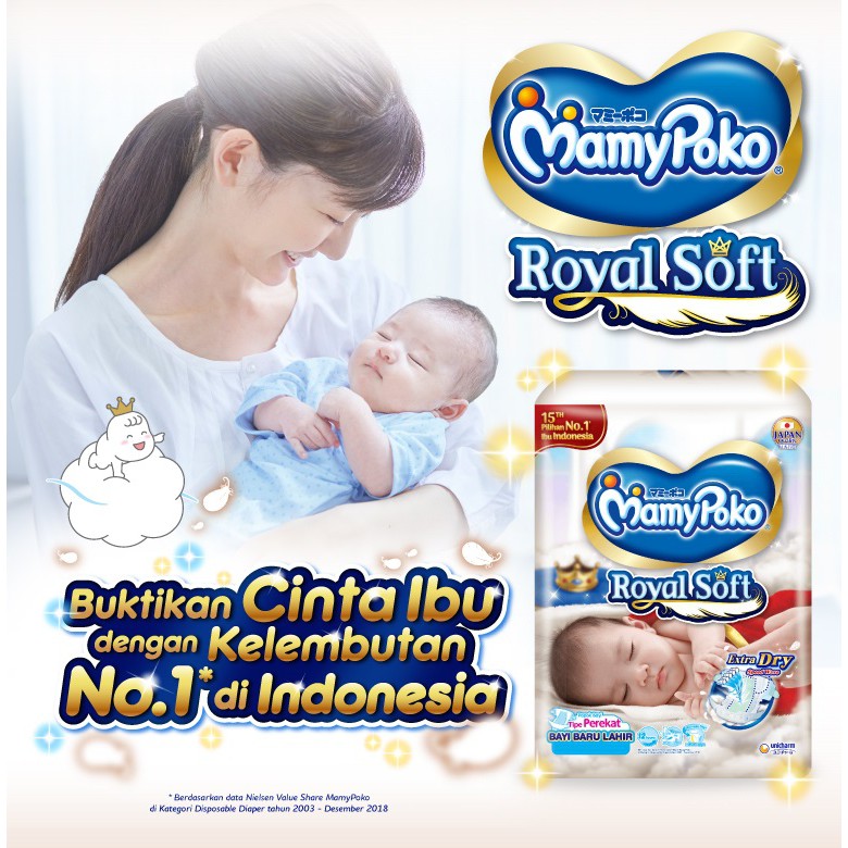 Mamypoko Royal Soft NB52,NB30, Dan NB62 Popok Bayi Tipe Perekat