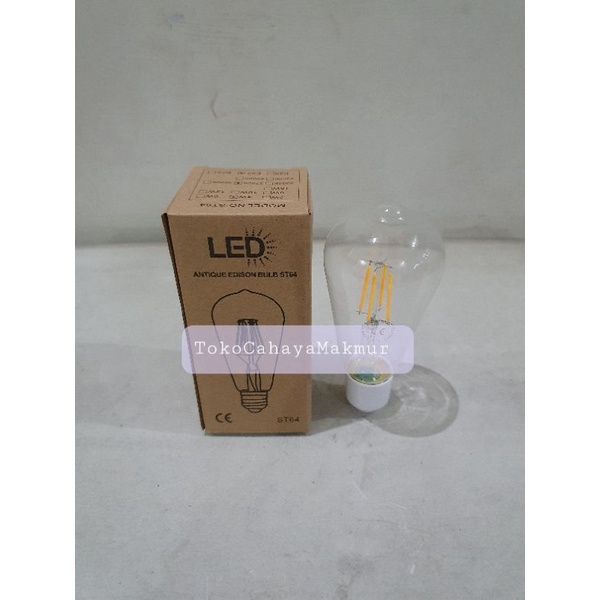 Lampu Cafe Classic/Lampu Led Filamen ST64 4w 4watt - Cahaya Kuning