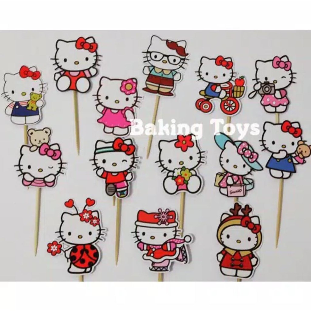 Hello Kitty Topper Cupcake Birthday / Hiasan Kue Ulang Tahun / Topper Kue