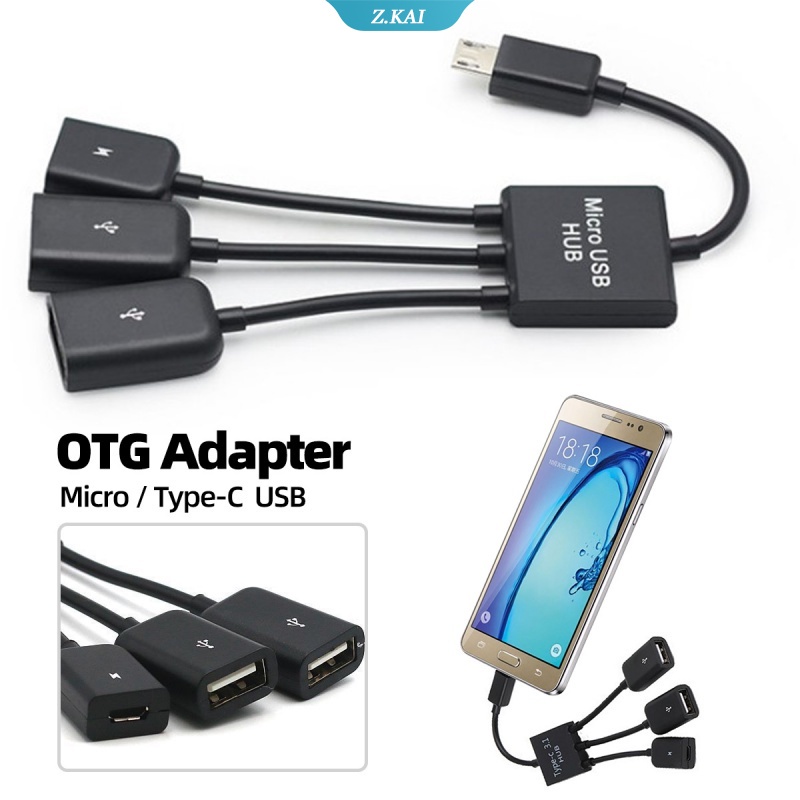 Adapter Converter Micro USB OTG HUB Power Line Mouse U Disk Dual Untuk Ponsel