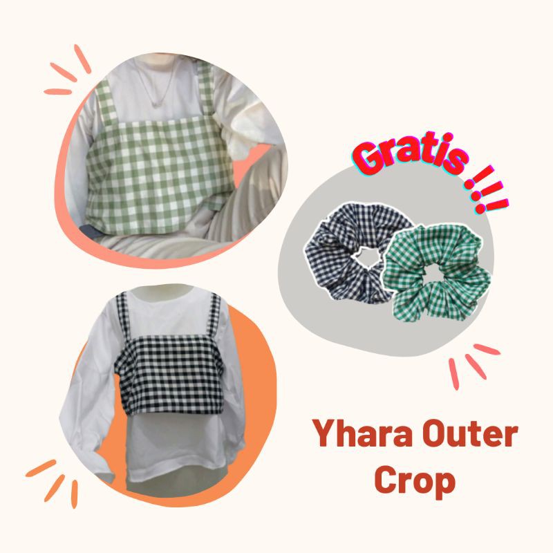 Yhara Outer Crop / Tanktop Outer / Tank Top Hijab / Halal / Outer Rompi / Crop Top / Tartan