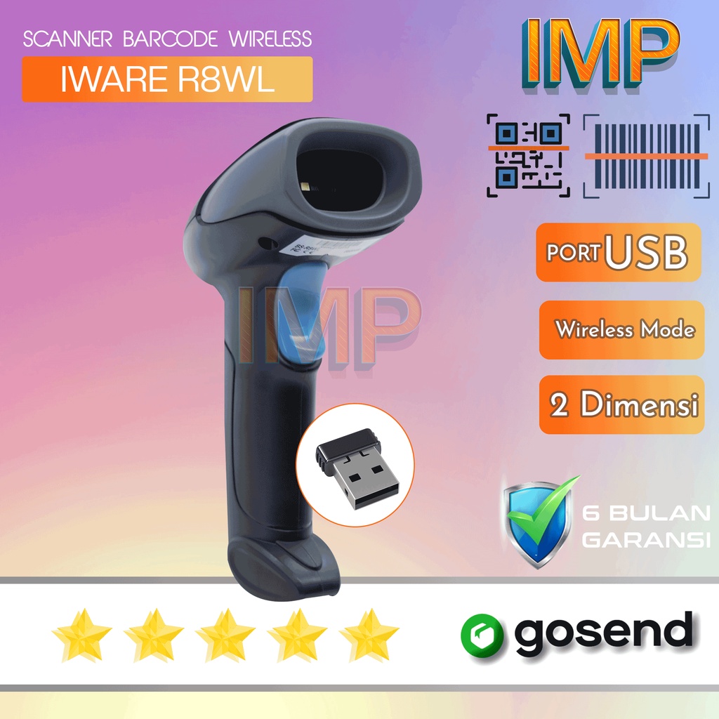 Barcode Scanner 2D Usb Wireless Iware R8WL