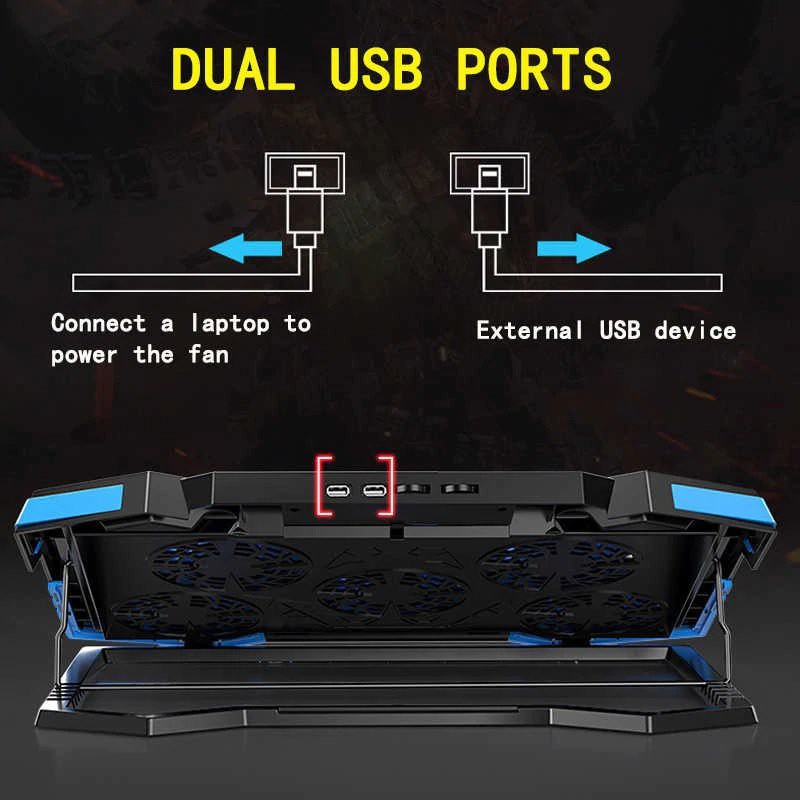 Coolingpad laptop nuoxi 5 fan led adjustable dual usb speed control artic - Cooling pad cooler fan