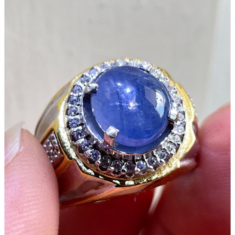 CINCIN PERAK MEWAH NATURAL BLUE STAR SAFIR SRILANKA KUALITAS PILIHAN EDISI 5