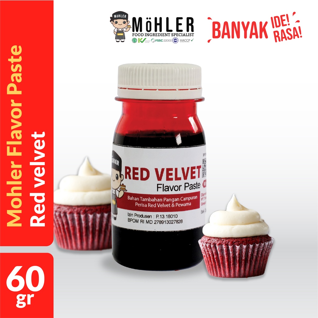 MOHLER Pasta perisa pewarna RED VELVET (KLIK KOMBO HEMAT UNTUK BELI 1 GRATIS 1)