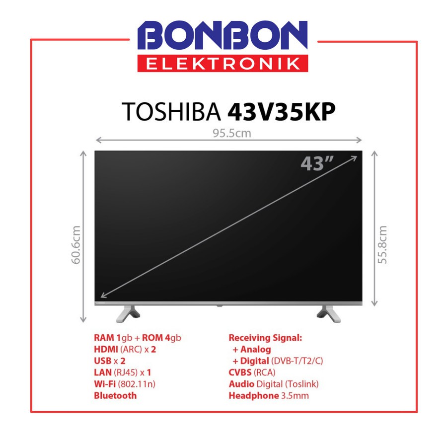 Toshiba LED TV 43 Inch 43V35KP SMART ANDROID 43V35P FHD