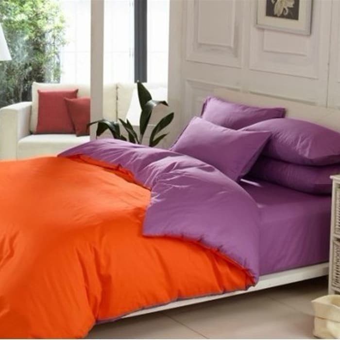 NEW Duvet + Duvet Cover 210x210 Polos Orange Lilac
