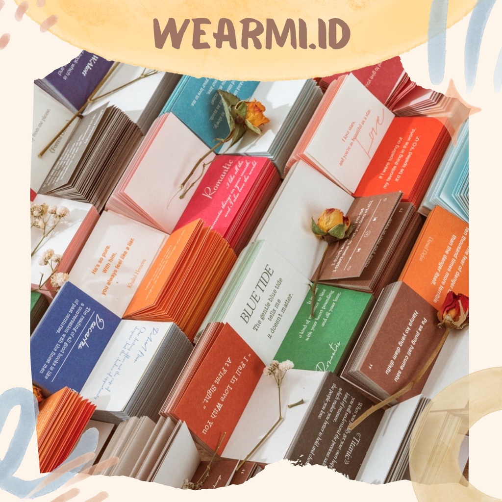 

100 Pcs Kertas Buku Colorfukk Kata Word Aesthetic Quotes Lightweight paper Scrapbook Bujo Jurnal DIY Wearmi
