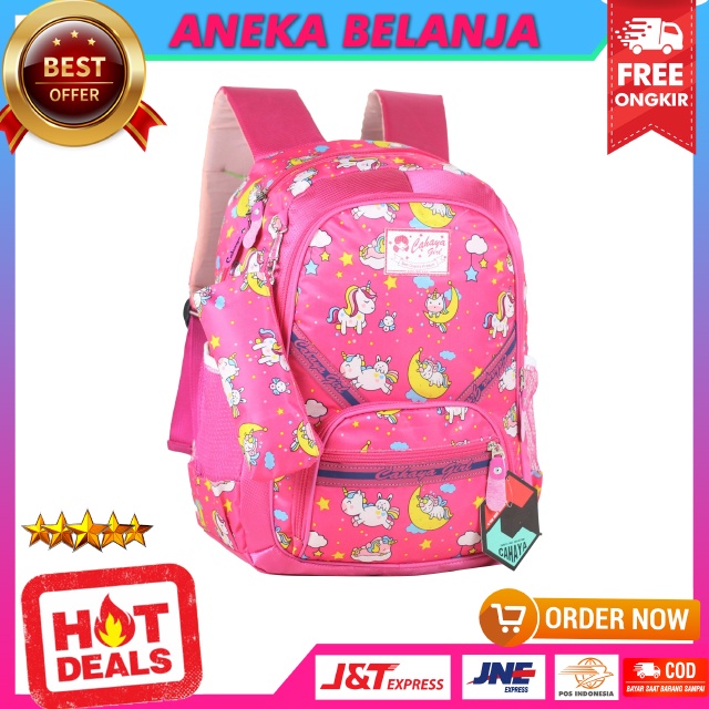 Tas Anak Sd Tas Ransel Perempuan Karakter Unicorn Strip Tas Pink Unicorn Anak Tas Sekolah