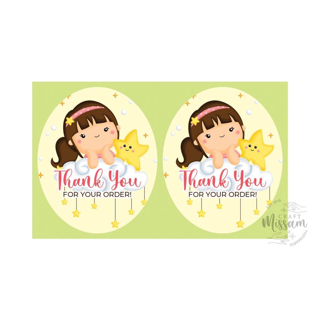

10 Pcs Thank You Sticker TY025 Cute Girl With Star