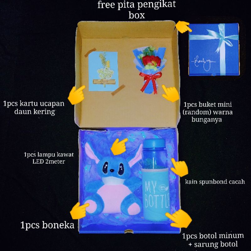 

box surprise boneka dan botol (lebih jelas baca deskripsi)