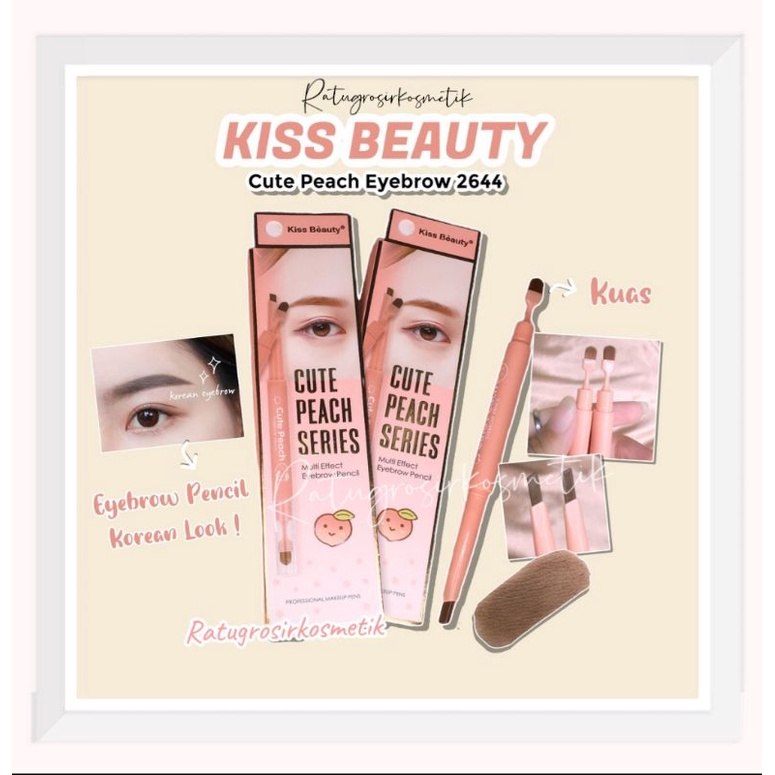 PROMO ECER!!!EYEBROW CUTE PEACH MULTI EFFECT EYEBROW PENCIL KISS BEAUTY NO.2644