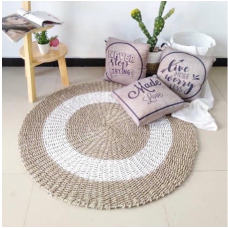 RUG ANYAMAN SEAGRASS 100-120CM / KARPET ANYAMAN / KARPET BULAT / FLOOR MAT KOTAK / FLOORMAT OVAL