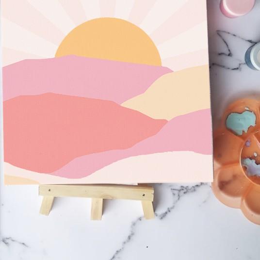 

☋ Paint by number lukisan sunrise canvas 20x20 cm - 15x15cm ♦