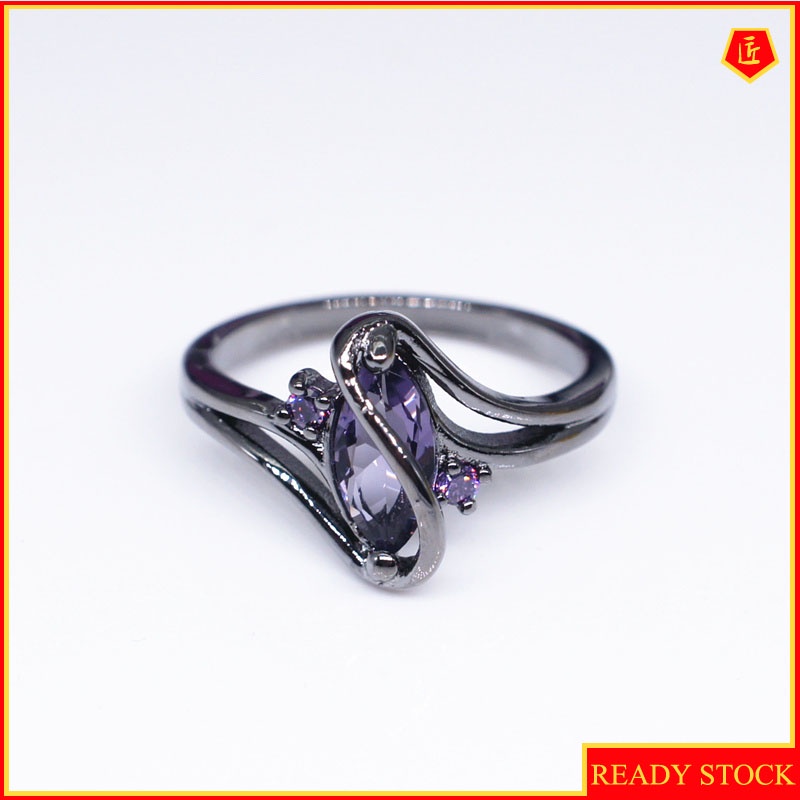 [Ready Stock]Fashion Creative Black Gold Diamond Ring