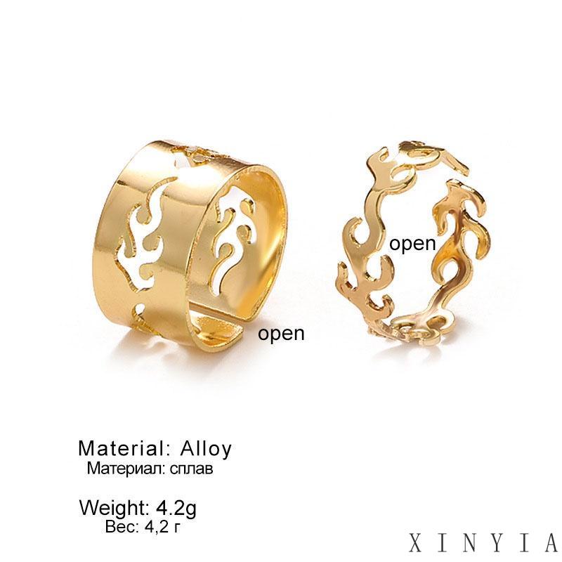 Set Cincin Model Terbuka Bahan Logam Gaya Vintage