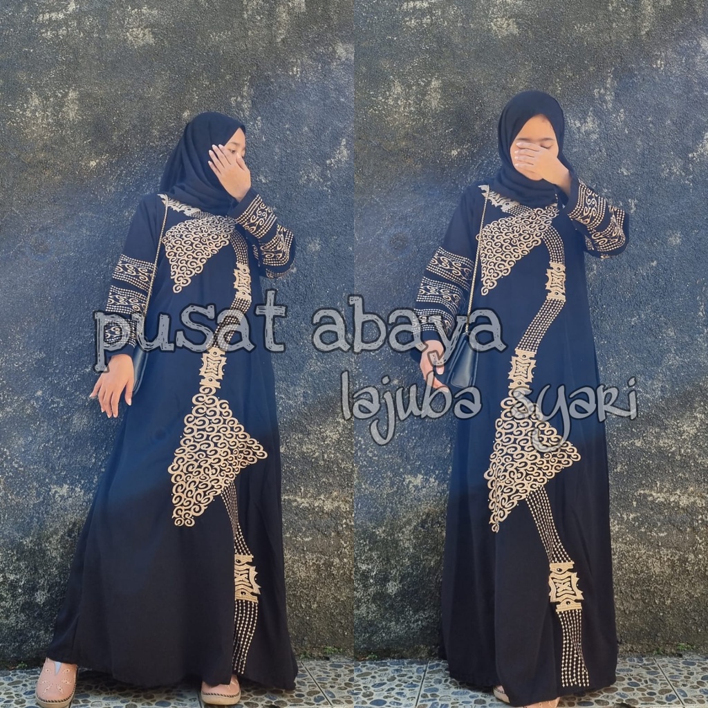 Abaya arab terbaru-gamis hitam remaja kekinian - fhasion muslimah terbaru-dress remaja kekinian-dress muslimah terbaru-BORDIR MARINA COKLAT best seller-dress hitam-dress polos(BR47)