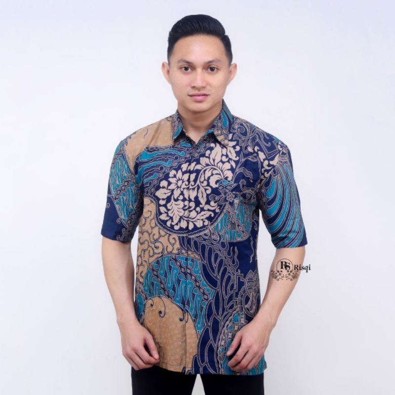 Kemeja Batik Pria Modern Lengan Panjang Casual Modis Slim Fit Trendy Masa Kini OL 162