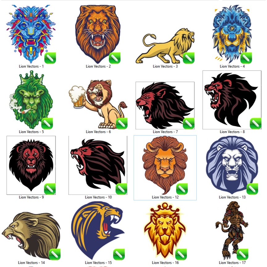 Lion Stickers Vectors Set - Coreldraw