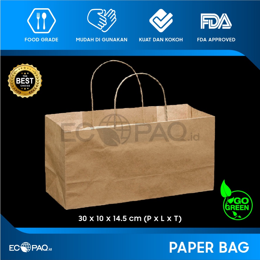 

Paper Bag - Paperbag Polos - KRAFT COKLAT - 30x10x14.5 cm (20 pcs)