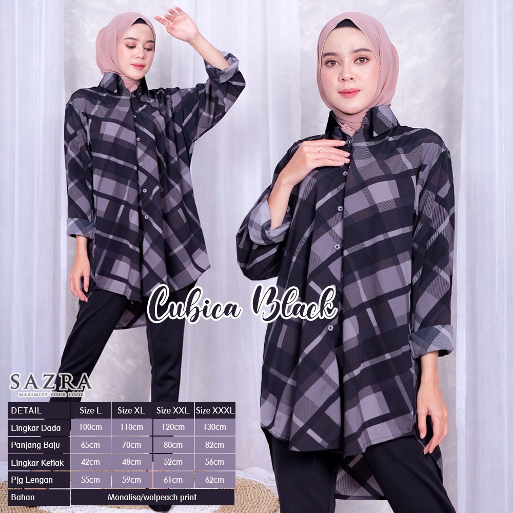 STANDAR-BIGSIZE | Kemeja Motif Square Kotak Bahan Monalisa