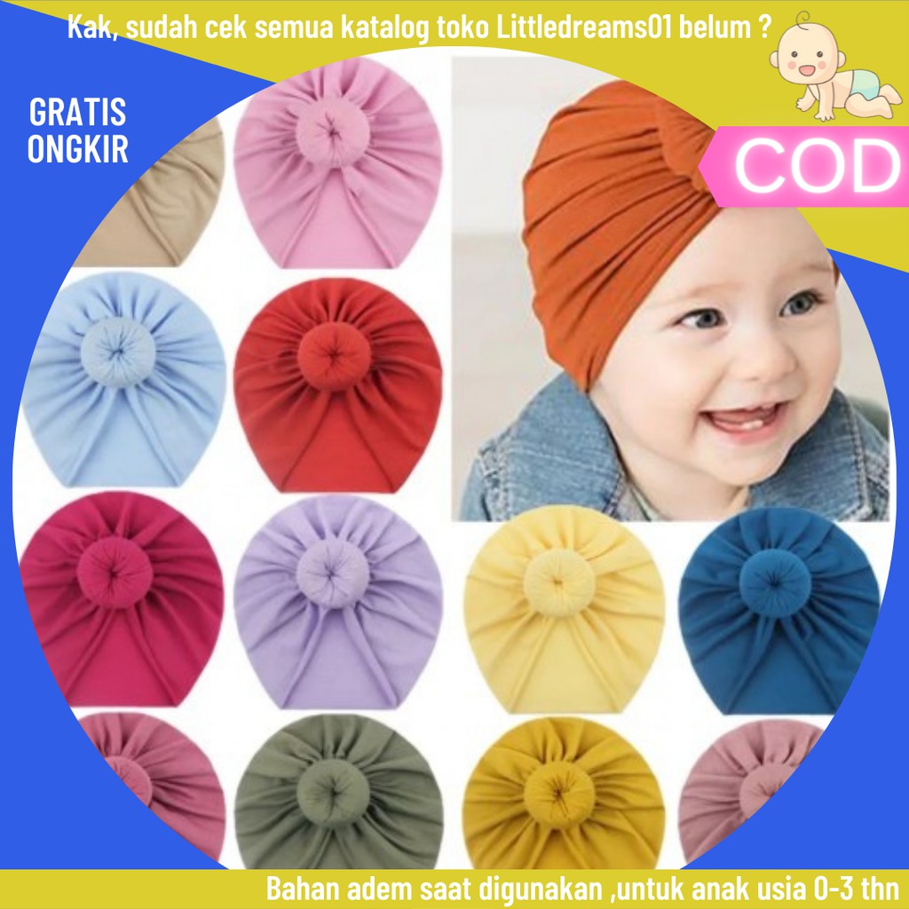 Turban Bayi Perempuan Donat Turban Aksesoris Anak Perempuan Lucu Polos Murah Instan 0 1 2 3 tahun