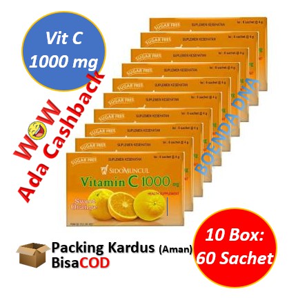 10 Box Vitamin C 1000 Mg Sidomuncul 60 Sachet Suplemen Daya Tahan Tubuh Shopee Indonesia