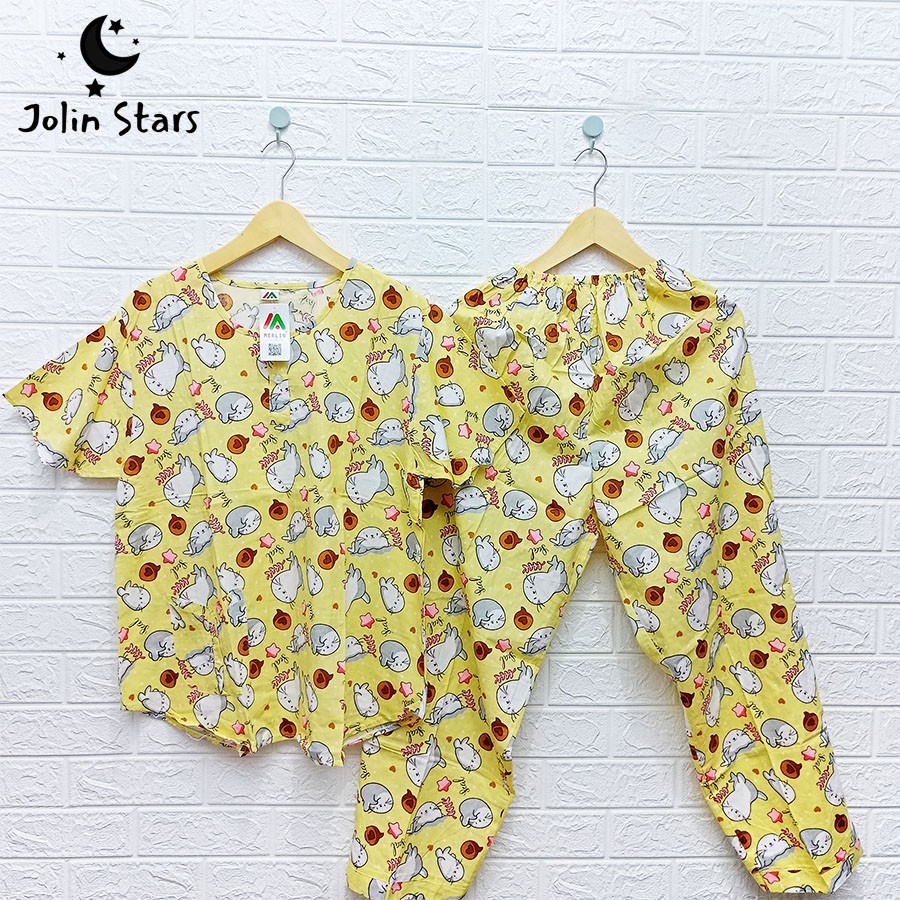 Baju Tidur Merlin Katun  Piyama Wanita CP Dewasa ( Lengan Pendek, Celana Panjang cute )