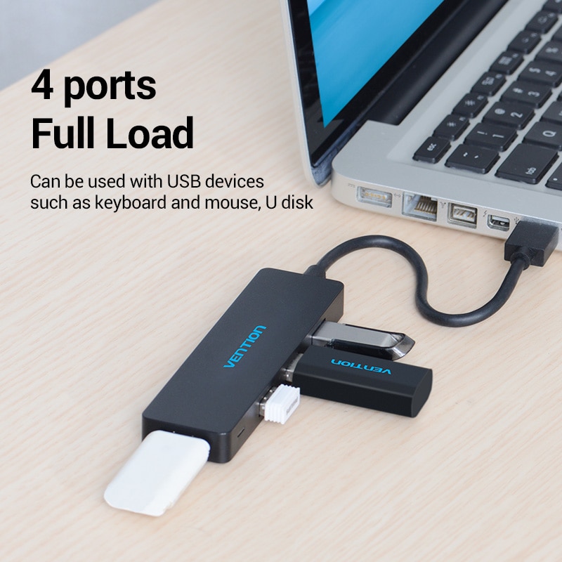 Vention Hub 4 Port Usb 3.0 Ultra Slim Kecepatan Tinggi Untuk Notebook / Pc