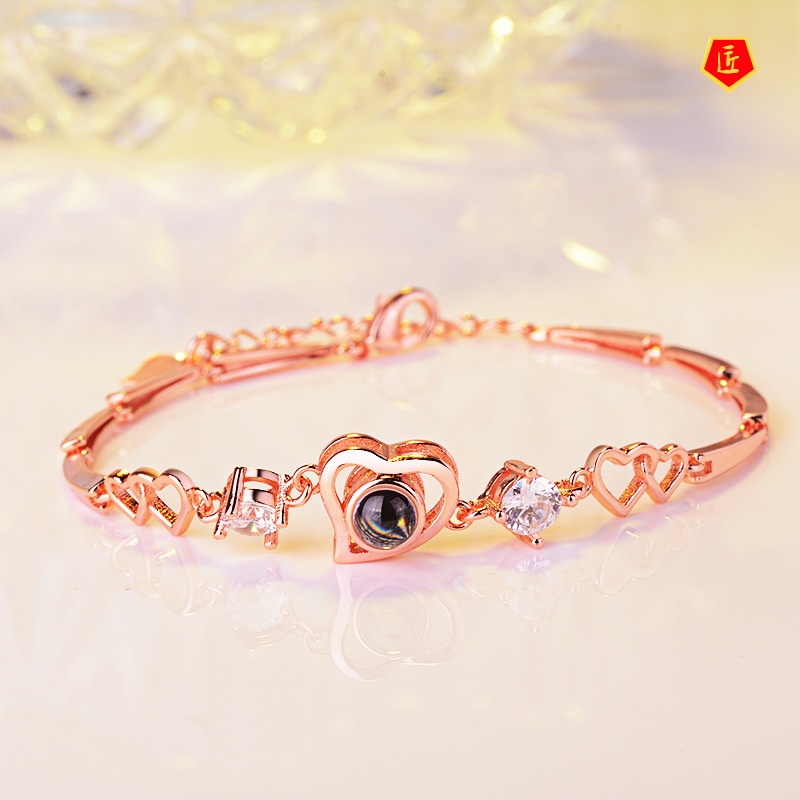 [Ready Stock]Simple Elegant Heart-Shaped 925 Silver Bracelet