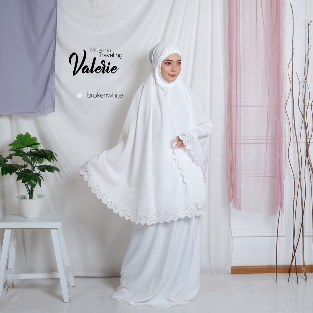 Mukena Mukenah dewasa Travel Traveling jumbo bahan adem bali premium katun murah daily india white