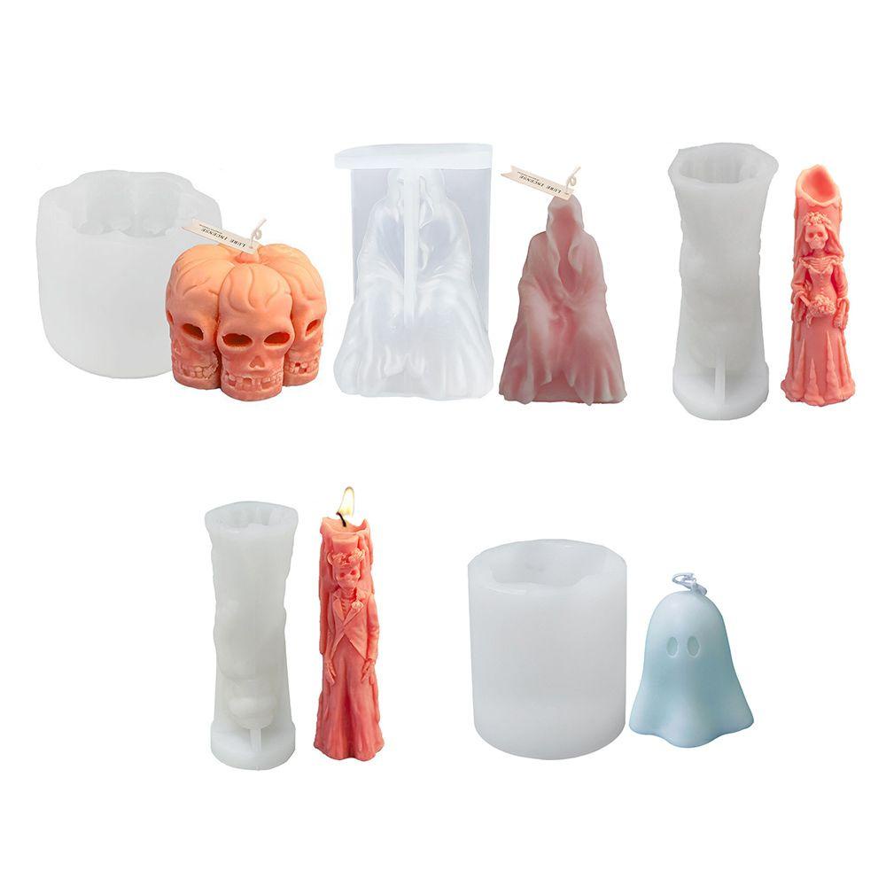 Preva Halloween Candle Mold Gift Polymer Clay Alat Membuat Lilin Cetakan Resin