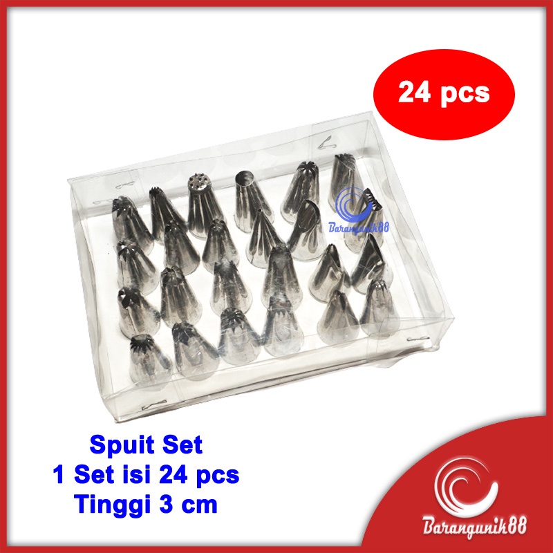 [24 pcs] Spuit Kue Cetakan Kue Semprit Kue Churros Cetakan Kue Aneka Motif Stainless Steel