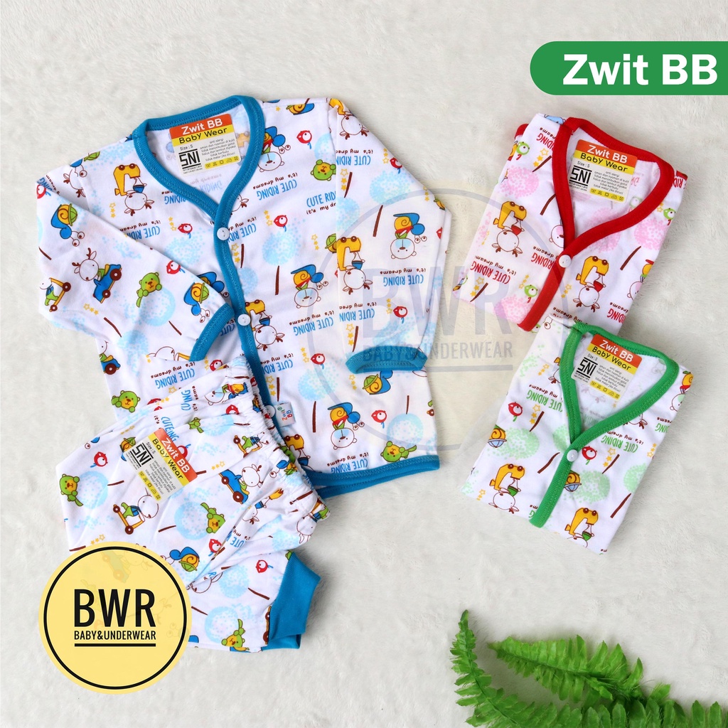 Setelan Zwit BB KANCING PANJANG MOTIF Random / Setelan Anak Bayi Unisex Kaos Celana Panjang | Bwr | MOTIF