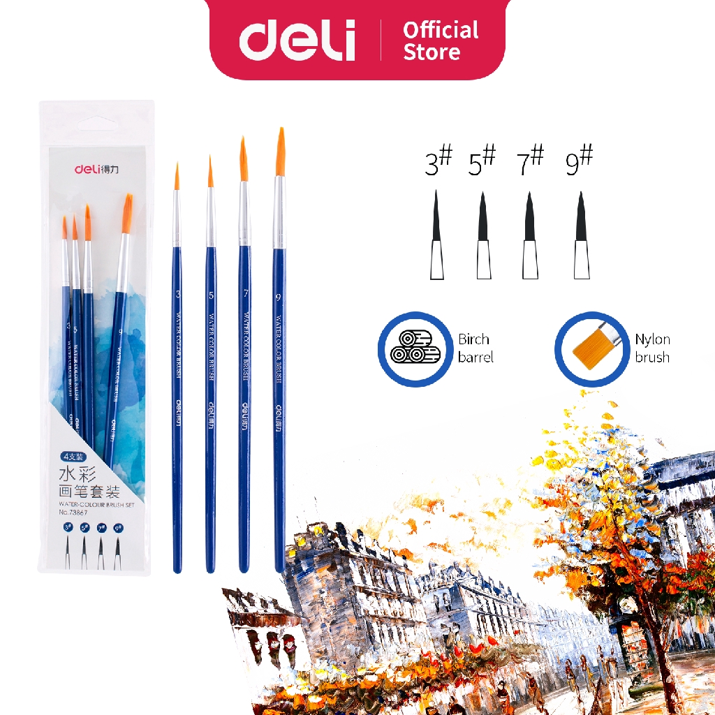

Deli set kuas warna biru (4 6pcs pack) kombinasi bentuk kuas untuk memenuhi kebutuhan melukis 738X0
