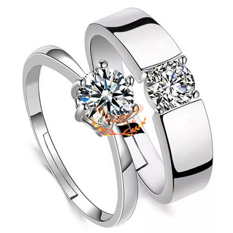 925 Silver Cincin,Pasangan Berlian Mode Wanita,Perhiasan Cincin Couple Rings