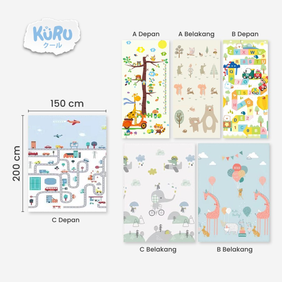 KURU XPE Playmat Bayi | Karpet Matras Bermain Anak Lipat 150 x 200