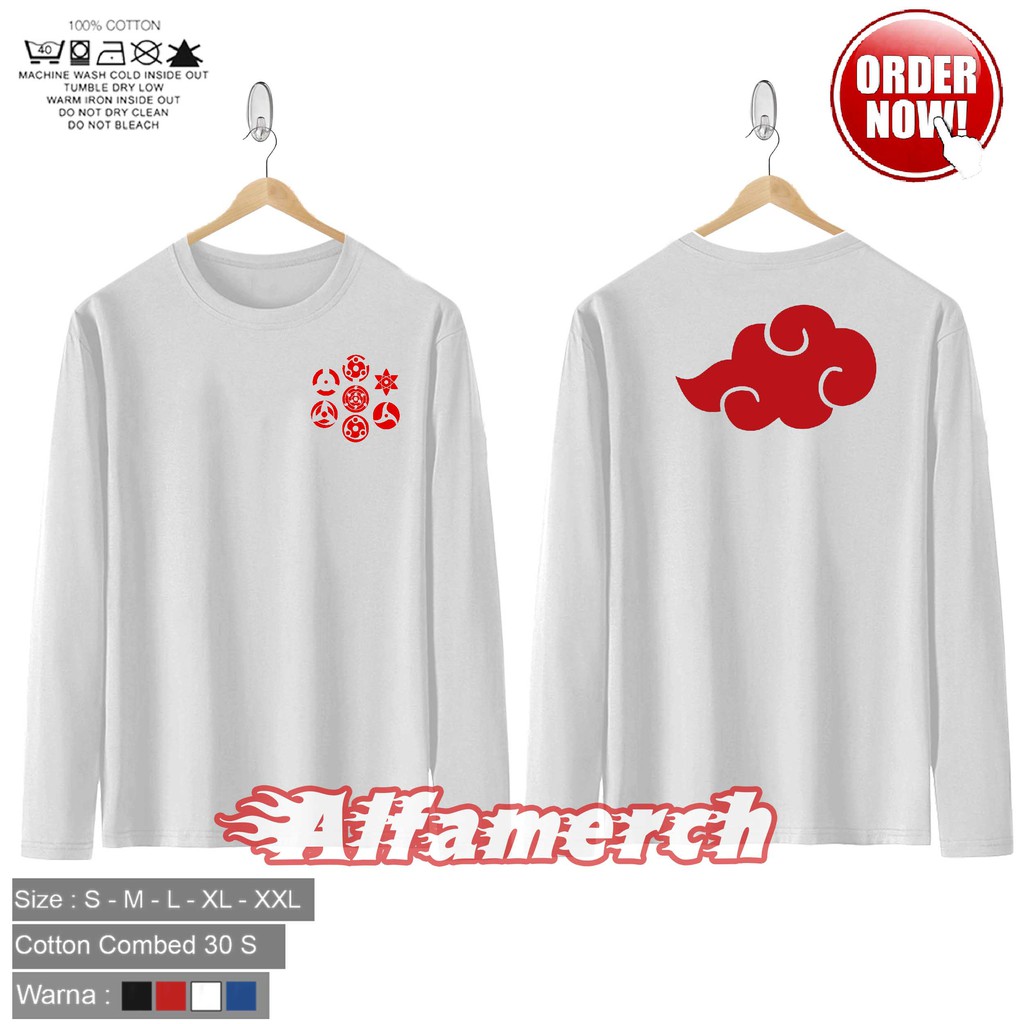 Baju Kaos Lengan Panjang AKATSUKI NARUTO Simple Keren Kaos Pria Keren