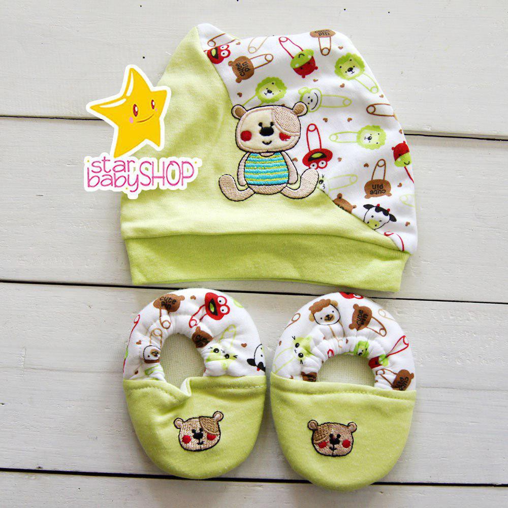Topi Kupluk Bayi Newborn | Topi Kupluk Kaos Kaki Sepatu Bayi Newborn | Topi Kaos Kaki Bayi 0-6Bulan 