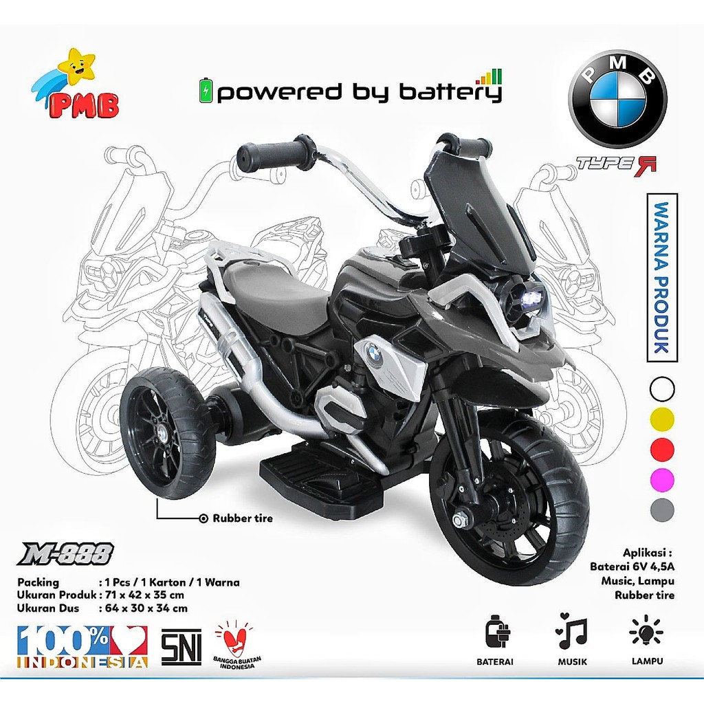 Motor Aki Anak PMB M888 Mainan Motor Anak