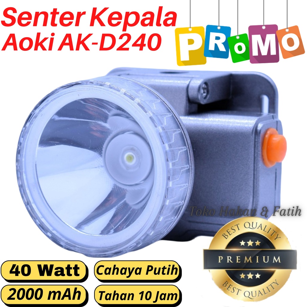 Senter Kepala Selam / Diving - AOKI AK-D240 - 40 Watt Super Led Baterai Lithium 2000mAh - Senter Sup