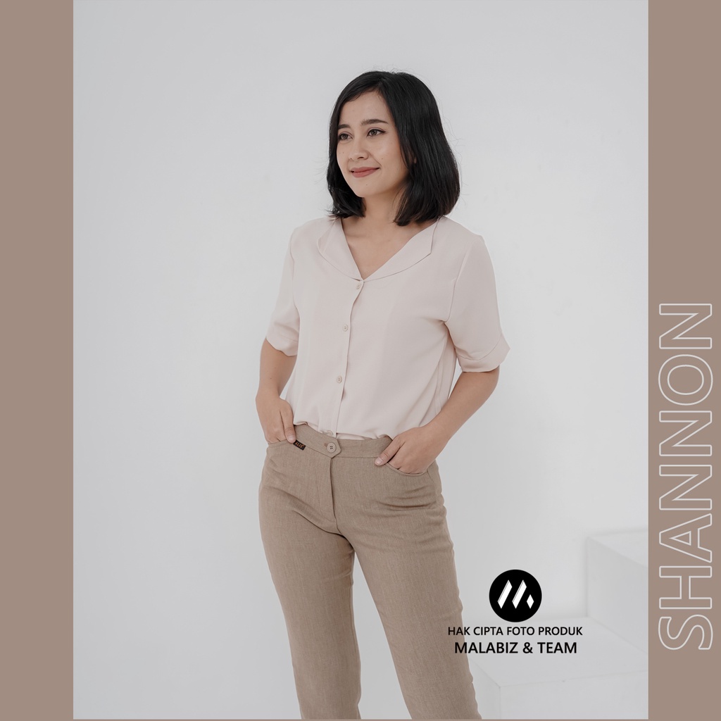 SHANNON - Celana Formal Wanita Slim Fit Bahan Stretch dan Tebal Celana Kantor Wanita Celana Panjang wanita Hitam Celana Dasar Wanita Basic Standar Kerja Malabiz