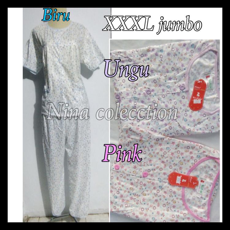 BAJU TIDUR PIYAMA DEWASA WANITA JUMBO KEMBANG